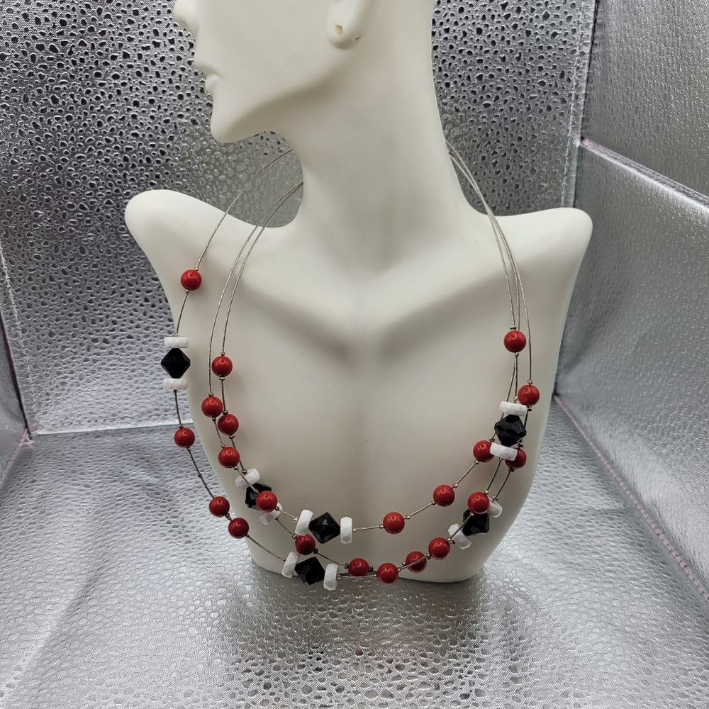 Wire Layered Beaded Necklace